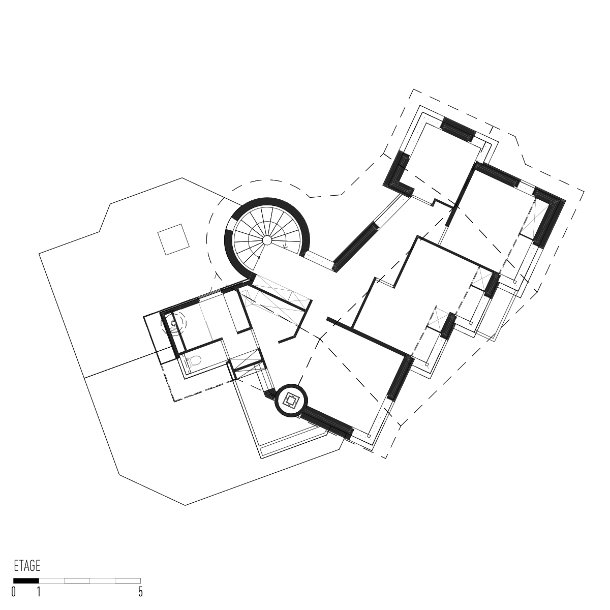 plan de l'étage d'une villa d'architecte à Commugny, vaud, en cours de rénovation par vibe architectes